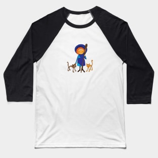 Witch and two cats on a spider's grid Baseball T-Shirt